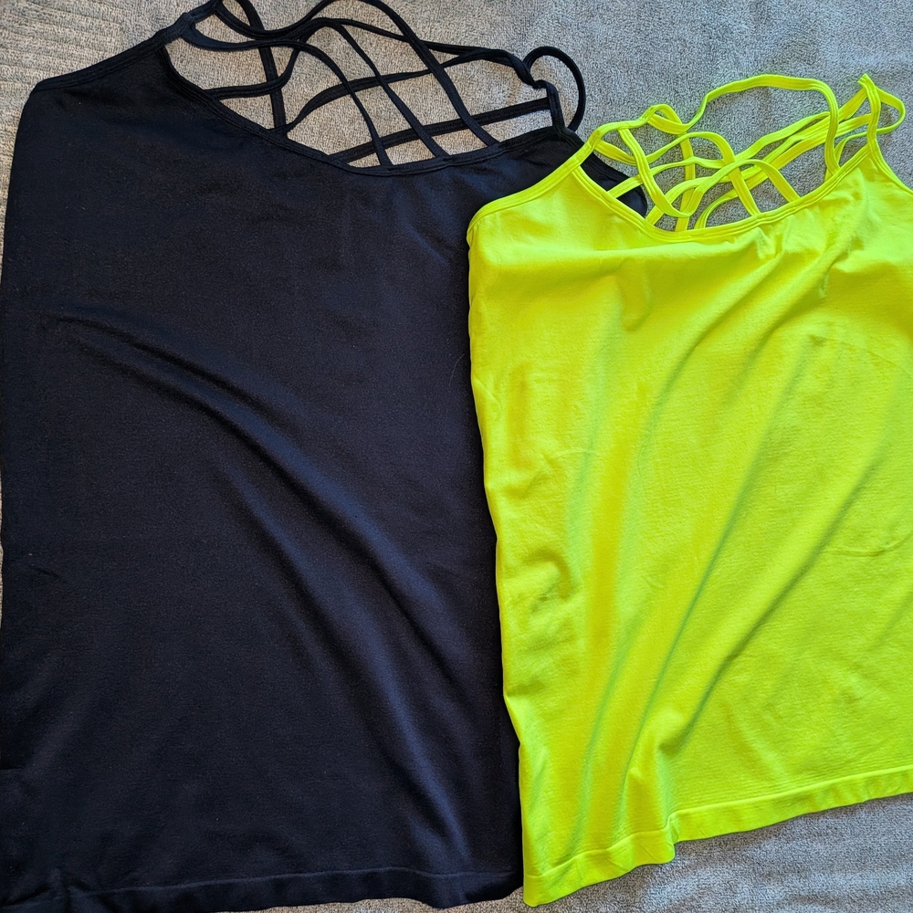 Zenana Outfitters Black and Neon Yellow Tank Tops
